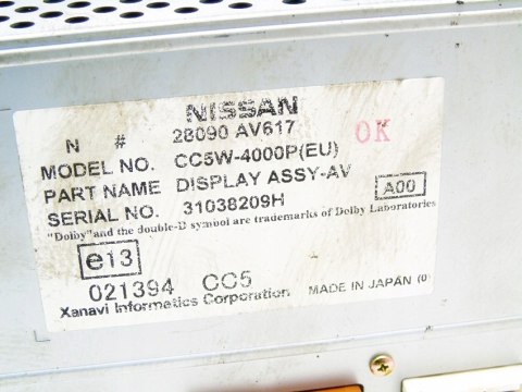 WYŚWIETLACZ NISSAN PRIMERA P12 EU 28090-AV617 WYŚWIETLACZ NISSAN PRIMERA P12 EU 28090-AV617