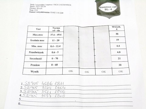 WTRYSKIWACZ 1.6 HDI TDCI 0445110239 C4 FOCUS 307 WTRYSKIWACZ 1.6 HDI TDCI 0445110239 C4 FOCUS 307