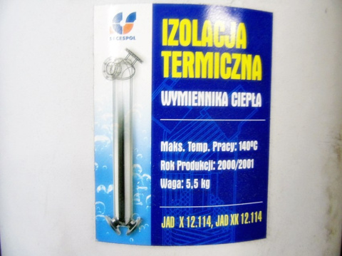 IZOLACJA WYMIENNIKA CIEPŁA 140'C JAD X 12,114 IZOLACJA WYMIENNIKA CIEPŁA 140'C JAD X 12,114