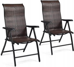 2 x Krzesło ogrodowe Costway brązowe składane