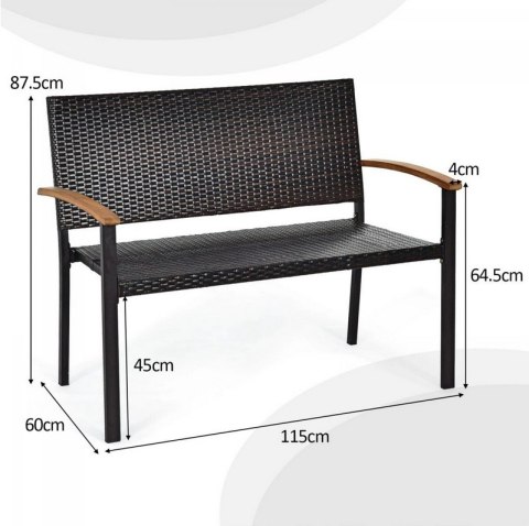 Ławka z oparciem tworzywo sztuczne 115 x 60 cm Ławka z oparciem tworzywo sztuczne 115 x 60 cm