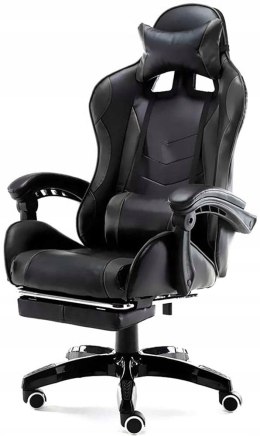 BAKAJI SF210409 fotel gamingowy do biura domu czarny sztuczna skóra