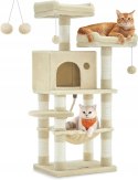 Drapak dla kota, stabilna wieża dla kota, 2 pluszowe grzędy, 112 cm, beżowy