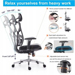HOLLUDLE Ergonomiczne krzesło biurowe z adaptacyjnym oparciem