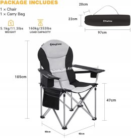 Krzesło turystyczne z oparciem KingCamp campingowe wędkarskie 160kg