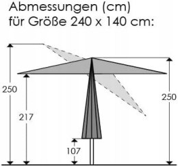 Parasol ogrodowy Sevilla srebrnoszary prostokątny 240 x 140 cm uchylny