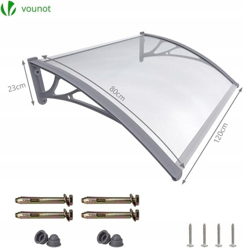 Daszek nad drzwi balkon Vounot 80 cm x 120 cm zasadzenie dach Daszek nad drzwi balkon Vounot 80 cm x 120 cm zasadzenie dach