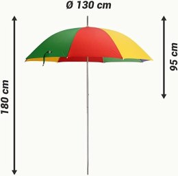 Parasol plażowy przeciwsłoneczny Jemidi 130 cm wielokolorowy przenośny 2w1