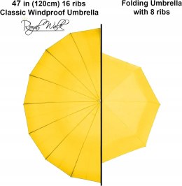 ROYAL WALK parasol długi żółty XL z pokrowcem żółty 120 cm