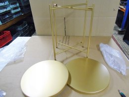 Okrągły stolik pomocniczy, HollyHOME 2 poziomowa metalowa taca złoty stół
