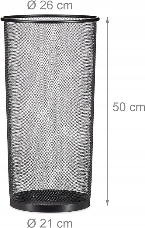 Stojak kosz na parasole metal Relaxdays czarny okrągło 26 , wysokość 50 Stojak kosz na parasole metal Relaxdays czarny okrągło 26 , wysokość 50