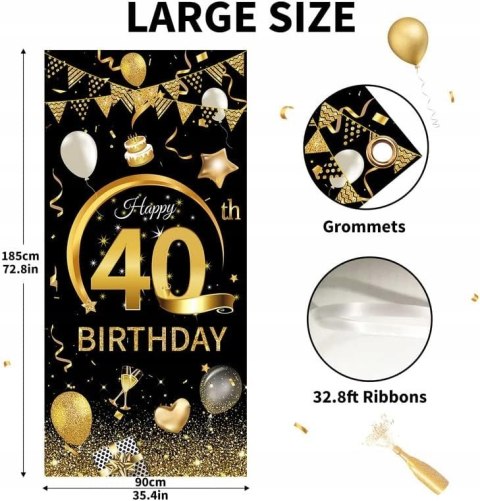 BANER TŁO FOTOGRAFICZNE NA 40 URODZINY 185X90 CM BANER TŁO FOTOGRAFICZNE NA 40 URODZINY 185X90 CM