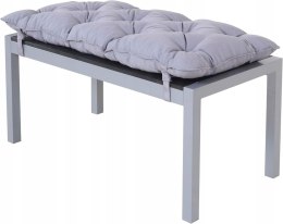 Ławka aluminiowa z poduszką drewno Polywood srebrno-czarna 100x50x45 cm