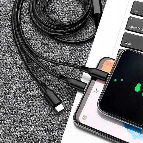 UNIWERSALNY KABEL PRZEWÓD USB 3W1 LIGHTNING MICRO-USB USB C 120CM DO IPHONE UNIWERSALNY KABEL PRZEWÓD USB 3W1 LIGHTNING MICRO-USB USB C 120CM DO IPHONE