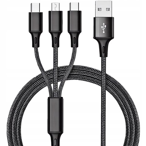 UNIWERSALNY KABEL PRZEWÓD USB 3W1 LIGHTNING MICRO-USB USB C 120CM DO IPHONE UNIWERSALNY KABEL PRZEWÓD USB 3W1 LIGHTNING MICRO-USB USB C 120CM DO IPHONE