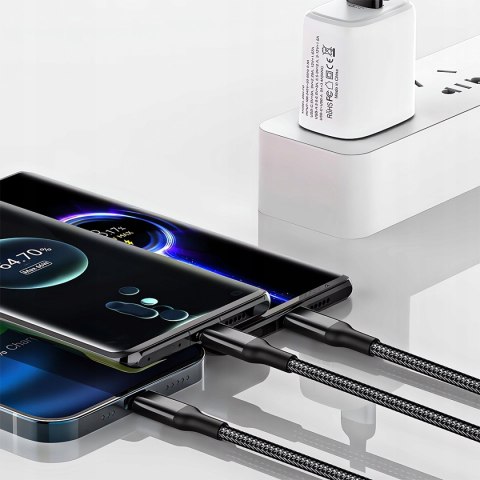 UNIWERSALNY KABEL PRZEWÓD USB 3W1 LIGHTNING MICRO-USB USB C 120CM DO IPHONE UNIWERSALNY KABEL PRZEWÓD USB 3W1 LIGHTNING MICRO-USB USB C 120CM DO IPHONE