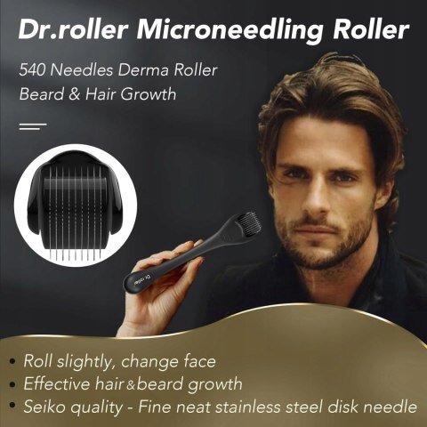 Derma Roller do stymulowania skóry włosów i brody 1,5 mm 540 tytanowe igły Derma Roller do stymulowania skóry włosów i brody 1,5 mm 540 tytanowe igły