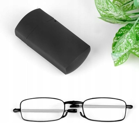Składane okulary do czytania z etui małe do torebki kieszeni +1,5 czarne Składane okulary do czytania z etui małe do torebki kieszeni +1,5 czarne