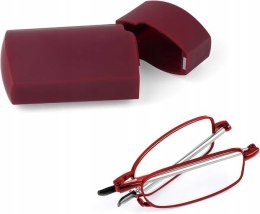Składane okulary do czytania z etui małe do torebki kieszeni +1,5 czerwone