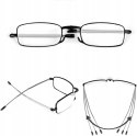 Składane okulary do czytania z etui małe do torebki kieszeni +2,0 czarne Składane okulary do czytania z etui małe do torebki kieszeni +2,0 czarne