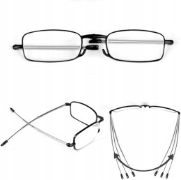 Składane okulary do czytania z etui małe do torebki kieszeni +2,0 czarne