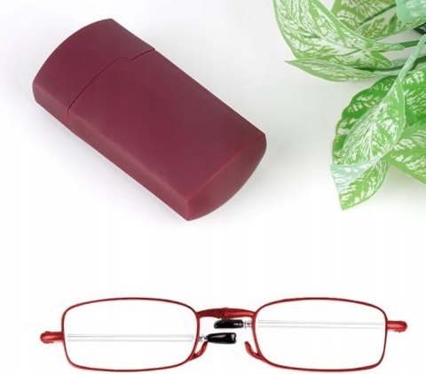 Składane okulary do czytania z etui małe do torebki kieszeni +2,5 czerwone Składane okulary do czytania z etui małe do torebki kieszeni +2,5 czerwone