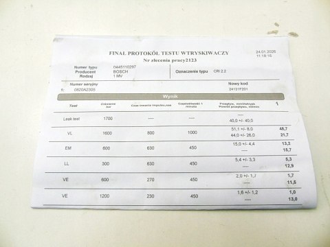Wtryskiwacz 0445110297 Focus 207 307 407 c3 c4 c5 Mini 308 3008 1007 5008