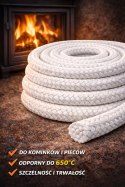 Sznur biały 10 mm do kominka i pieca uszczelniacz uszczelka 650°C na metry