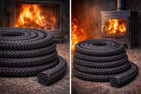 Sznur czarny 8 mm do kominka i pieca uszczelniacz uszczelka 650°C na metry