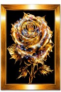 Obraz 3D Złota Róża z Kryształkami Złota Rama 22x32 Glamour efekt żywicy