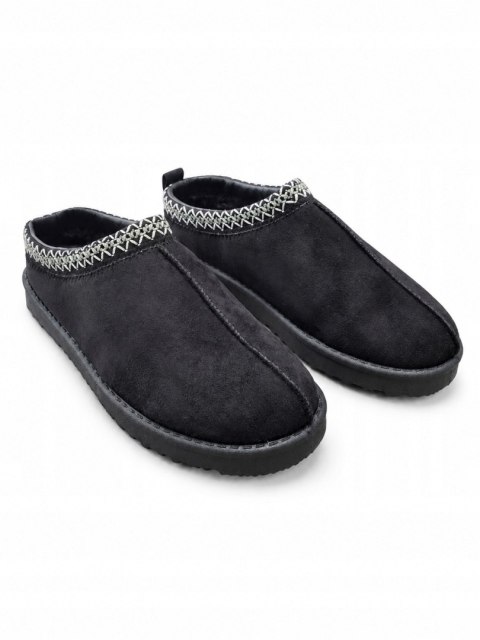 Buty wsuwane z miękką wyściółką r40 niskie śniegowce czarne ocieplane haft