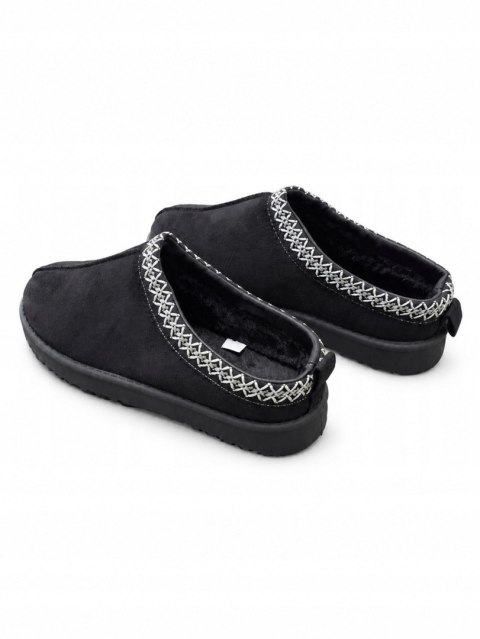 Buty wsuwane z miękką wyściółką r40 niskie śniegowce czarne ocieplane haft