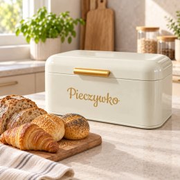 Chlebak chlebaczek pojemnik na pieczywo metalowy Pieczywko biały 30×18 cm