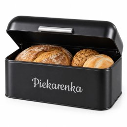 Chlebak chlebaczek pojemnik na pieczywo metalowy Piekarenka czarny 30×18 cm