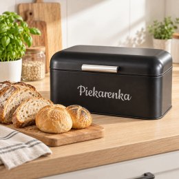 Chlebak chlebaczek pojemnik na pieczywo metalowy Piekarenka czarny 30×18 cm