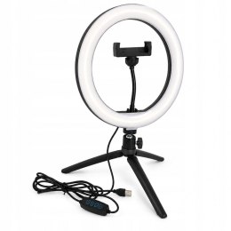 Lampa Pierścieniowa LED Selfie TikTok Makijaż Uchwyt na Telefon 26 cm