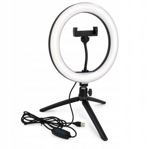 Lampa Pierścieniowa LED Selfie TikTok Makijaż Uchwyt na Telefon 26 cm