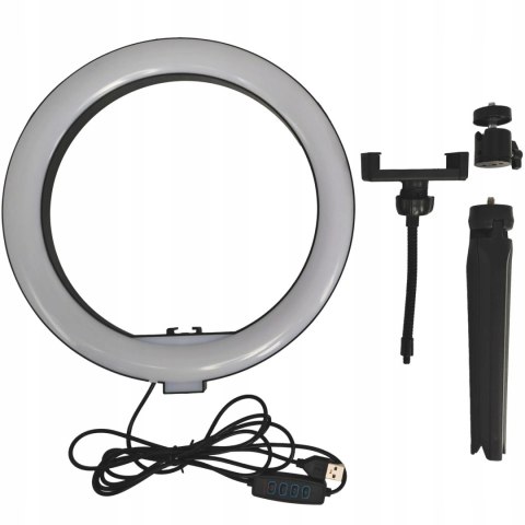 Lampa Pierścieniowa LED Selfie TikTok Makijaż Uchwyt na Telefon 26 cm