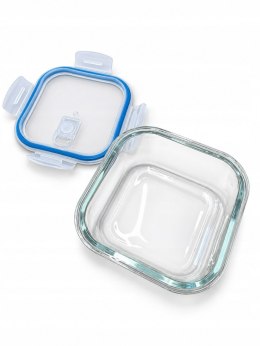 Lunchbox pojemnik na żywność szklany z pokrywką hermetyczny 750ml 15x15x7
