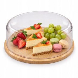 Taca pojemnik deska bambusowa z pokrywą 28 cm patera do serwowania klosz