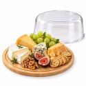 Taca pojemnik deska bambusowa z pokrywą 28 cm patera do serwowania klosz