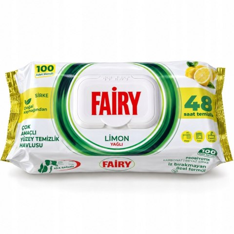 Chusteczki nawilżane czyszczące Fairy Cytrynowy 100 szt. antybakteryjne