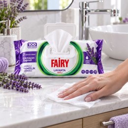 Chusteczki nawilżane czyszczące Fairy power Lawenda 100 szt. antybakteryjne