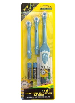 Bajkowa szczoteczka oscylacyjna Minionki dla dzieci 3 końcówki miękki włos