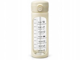 Bidon szklany motywacyjny 1 l kremowy miarka czasu słomka BPA Free siłownia