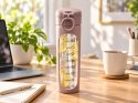 Bidon szklany motywacyjny 1 l różowy miarka czasu słomka BPA Free sportowy