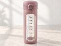 Bidon szklany motywacyjny 1 l różowy miarka czasu słomka BPA Free sportowy