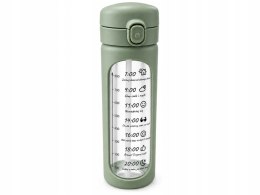 Bidon szklany motywacyjny 1 l zielony miarka czasu słomka BPA Free 1000 ml