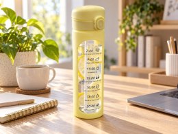 Bidon szklany motywacyjny 1 l żółty miarka czasu słomka BPA Free sportowy