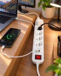 Listwa zasilająca przedłużacz 5 gniazd 2x USB 5 V 1,5 m wyłącznik 3680 W
